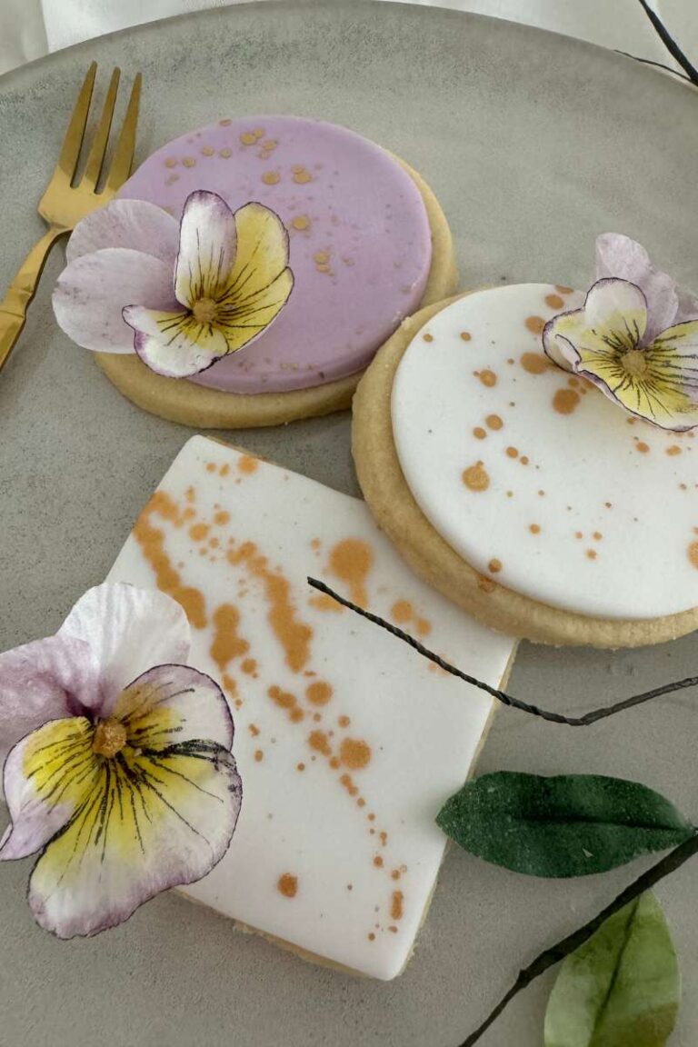 Iced Shortbread biscuits, wedding favour flowers, Newcastle